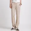 Men's casual pants New Men's solid color linen casual trousers Stylish and comfortable large size men straight trousers X0615