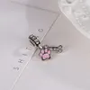 Fit Pandora Charm Bilezik Avrupa Gümüş Charms Karikatür Sevimli Köpek Kemik Pençe Baskı Kristal Boncuk Kadınlar Için DIY Yılan Zincir Bileklik Kolye Takı