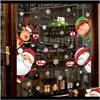 Wystrój Home Garden Drop Dostawa 2021 Boże Narodzenie Naklejki Ścienne Salon Xmas Santa Claus Snowman Elk Naklejki Okno Showcase Glass Decor P