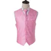 3pcs Paisley Jacquard Set di gilet rosa (cravatta + fazzoletto da taschino + gilet) Abito da cerimonia formale da matrimonio slim fit Gilet Chaleco Hombre 210522