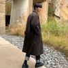 IEFB Höst Winter Mäns Woolen Coat British Over Knee Tweed Coat Koreanska trend förtjockade Mid Length Coats med Belt 211122