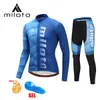 2024 miloto Blue Team Winter Radfahren Jersey Set Fahrrad Kleidung Atmungsaktiv Männer Thermo Fleece Langarm Shirt Bike Trägerhose B10