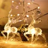 1.5m LEDシカ鹿ライト文字列クリスマスエルク形のオレラマンメントクリスマスツリーメリークリスマスの装飾ホームのための幸せな年211122