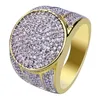 남성 힙합 골드 반지 보석 패션 아이스 아웃 링 시뮬레이션 다이아몬드 반지를위한 다이아몬드 반지 2223V