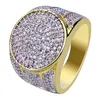 Mens Hip Hop Gold Rings Jewelry Fashion Iced Out Ring Simulation Diamond Rings For Men2993