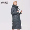 MIEGOFCE invierno mujer largo lugar de trabajo temperamento abrigo delgado con capucha Parkas cremallera chaqueta abrigo largo prendas de vestir chaqueta D21893 211007