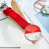 Fashion Women Dual Color Faux Leather Strap Round Dial Analog Quartz Wrist Watch Simple Quartz Watch Dating