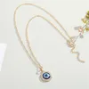 Blue Evil Eye Halsband Lyx Kristall Strass Runt Hänge Nyckelben Halsband Silver Guld Choker Smycken Mode Charm Lucky Turkey Devil Eyes Julklappar