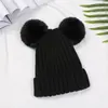 Baby Pompon Bearies Hats Зимние дети вязаные шапочки для девочек мальчики повседневный сплошной цвет череп шляпа малыша шансов