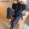 Sexy Off Shoulder Women Tops Summer Halter Office Shirt Casual Solid White Blouses Flying Sleeve Elegant Blusas 210601