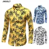 45KG-120KG Men's Casual Coconut Tree Printed Hawaiian Shirts Long Sleeve Button Down Aloha Autumn Tops 5XL 6XL 7XL 210528