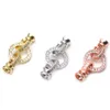 20pcs / lot Charm rond de haute qualité dans Centre Collier Clasps Zircon CZ Perles PAVED Mode Mode Constatations Liens