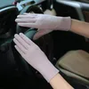 Guantes de cinco dedos protector solar UV montar antideslizante guante táctil sol transpirable mitones protección de pantalla ciclismo mujeres algodón fino