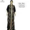Ubranie etniczne 2 sztuki Zestaw damskiej sukienki Kobiety o szyję krótki rękaw luźne 2022 Masowe Maxi jedwabne cekiny afrykańskie