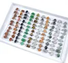 Naturlig tiger Eye Stone Agat Jade Gemstone Ring Hybrid Modeller Många Storlek Lady / Girl Fashion Smycken Mix Style 100pcs / Lot 10 Färgval