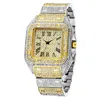 Orologi quadrati da uomo Design unico orologio da polso al quarzo da uomo in oro Bling Bling Diamond Clock Dropshipping