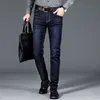 Klassische Stil Herren Schwarz Blau Regular Fit Jeans Business Casual Stretch Denim Hosen Männliche Markenhose 210723