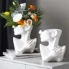 Resin Vase Home Decor Flower Pot Sculpture Room Decoration Jewelry Stand Necklace Display European Art Statue Model 211215