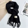 Egg Korean pure color knitted wool scarf for women in autumn and winter versatile thickened warm tassel shawl Bib neck protection