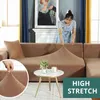 Velvet Plush L Shaped Sofa Cover for Living Room Elastic Furniture Couch Slipcover Chaise Longue Corner Stretch 211105