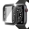 Capa de vidro pc diamante de duas fileiras para apple watch série 6 se/5/4/3/2 capa protetora completa iwatch 44/40mm 42/38mm 41/45mm