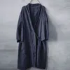 Johnature linho de algodão lace up cor sólida retro patchwork manga longa casacos de outono solto plus tamanho windbreaker 210521