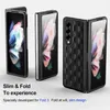Vintage Lattice Leather Phone Cases for Samsung Galaxy Z Fold3 Flip Full Protective Soft Bumper Plaid Print Sturdy Business Shell Shockproof