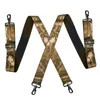 Suspêndicos de camuflagem de camuflagem pesada trabalham 5cm / 2inch largo grande alto x-back 4 giros ganchos ajustáveis ​​ajustáveis ​​elásticas chaves