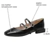 AllBinEFO Toka Kayışı Hakiki Deri Kadın Topuklu Ayakkabı Moda Ofis İş Ayakkabı Düşük Topuk Ayakkabı Yavru Topuklu Tacones Mujer 210611