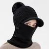 Bonnets d'oreille tricotés pour femmes d'hiver bavoir européen et américain en laine tout-en-un chapeau chaud masques de cyclisme