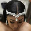 Zirkonia Stirn Hochzeit Haarband Braut Luxus Schmuck für Frauen Königin Kristall Krone Tiara Wassertropfen Anhänger Schmuck 220217