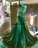 Sparkly Beaded African Women Prom Dresses Long Sleeves Pink Ruffles Formal Evening Occasion Gowns Robe De Novia