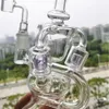 P Sungar Handmade Hookah Green Purple Blue Recycler Bongs Oil Rig Bong Glass Smoking Dab Rigs 14.4 mm Joint 9.3 inch