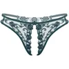 Men's Swimwear Flower Embroidery Crotchless Sissy Panties Mens Lingerie Open Crotch Underwear Briefs Low Waist See-Through Th218q