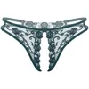 Men's Swimwear Flower Embroidery Crotchless Sissy Panties Mens Lingerie Open Crotch Underwear Briefs Low Waist See-Through Thongs Underpants