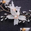 Wedding Hair Jewelry Trendy Gold Flower Pearl Headband Bridal Headpiece Handmade Hairband Women Aessories Drop Delivery 2021 0Hnfo