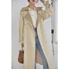 DEAT Autunno Moda Lunga Lunghezza Doppio risvolto Colletto Sashe Trench da donna Cappotto stile Inghilterra di fascia alta MX119 210820