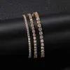 TBTK Fashion M 4MM 5MM ROW ONE ICED OUT ROSE GOLD AAA Zirconia Tennis Tennis Hippy Copper Charms Wrist Jewelry 210619 2749