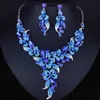 Farlena bröllopsmycken multicolor kristall rhinestones blomma halsband örhängen uppsättning för kvinnor afrikanska brud smycken sätter H1022
