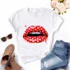 Sexy Lips Design Women Summer T Shirt Tops Białe kobiecie Śliczne krótkie rękawy Ubrania Dziewczyny w usta drukowane koszulki rozmiar s3xl high Qualit22288607