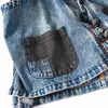 Johnature primavera Patchwork Vintage Denim chaleco con cuello en V botón All-match suelto ocio Retro moda mujer Tops chaleco 210521