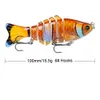 Nuovo arrivo 8 colori 10cm 15.61g Bass Fishing Lure Topwater Esche da pesca Multi snodato Swimbait Realistico Esca dura Trota Pesce persico