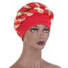 Shiny Muslim Women Ruffle Double Sequins Braid Turban Hats Chemo Beanies Cap Hijab Headwear Head Wrap Hair Accessories Beanie Skul221M