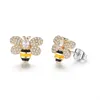 Hoop & Huggie Wholesale 6 Pairs Of Cute Little Bee Earrings Shiny Crystal Zircon Insect For Ladies Romantic Jewelry Gifts