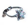 Cat Collars & Leads Breakaway Collar With Flower And Bell Adjustable Floral Kitten Quick Release Buckle Green Navy Blue