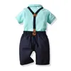 Moda Erkek Bebek Örgün Giyim Gömlek Sling Pantolon Setleri 0-6 Yıl Serin Yaz Kıyafetleri Bebekler Çocuklar Için Çocuk Toddler G1023