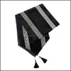 Table Runner Cloths Home Textiles & Garden Luxury Runners With Tassels Decoration For Dining Room Kitchen Outdoor Wedding Party Grey Black Y