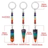 Keychains 7 Chakra Natural Stone Keychain Ring For Women Men Decoratie Geschenk Reiki Yoga Healing Key Chain Car Bag accessoires