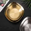 304 stainless steel plate kimchi cold dish creative Korean golden square seasoning plate barbecue restaurant tableware