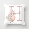 Kuddefodral Storbritannien Single Letter Printed Cushion Cover Alfabet A-Z Initialer Decors Dekorativa fyrkantiga blommor Kuddväskor Falldekor